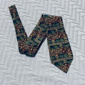 Vintage Met green patterned silk tie